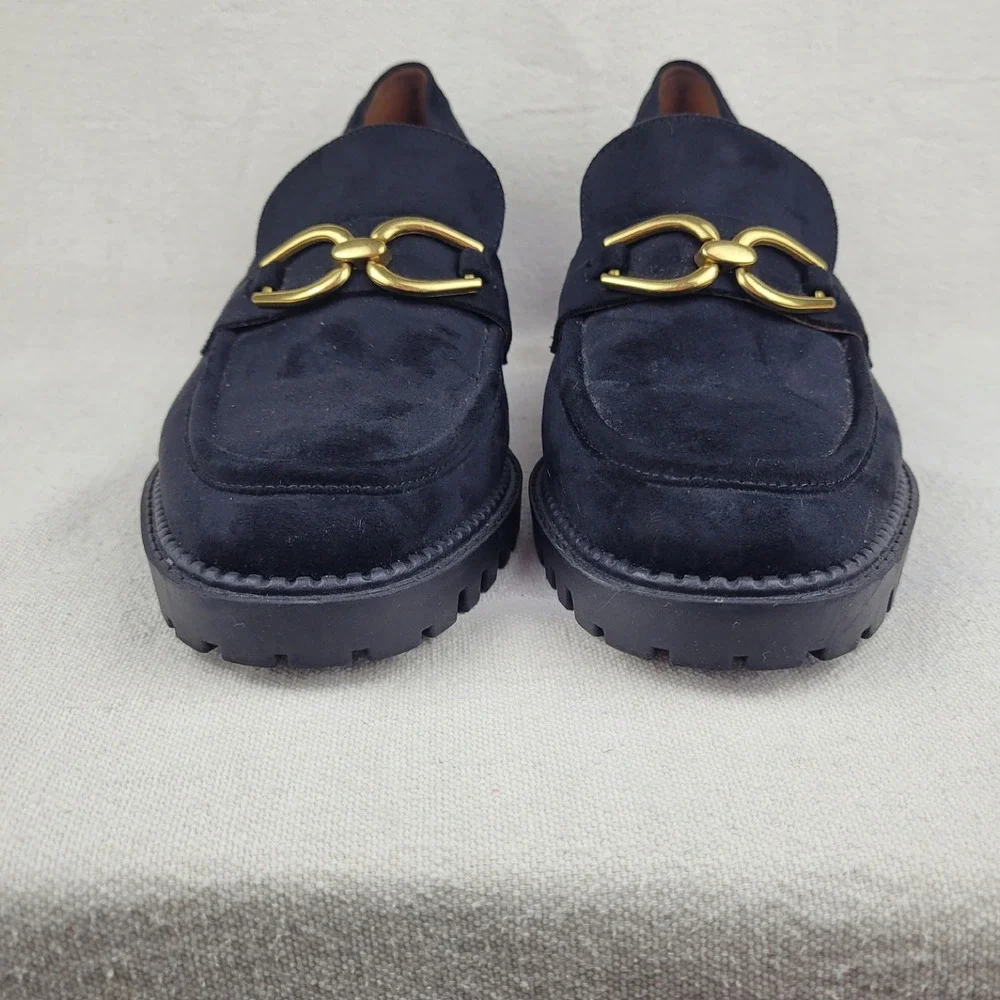 Marc Fisher Black Faux Suede Lug Sole Delanie Loafers Women's Size 10M